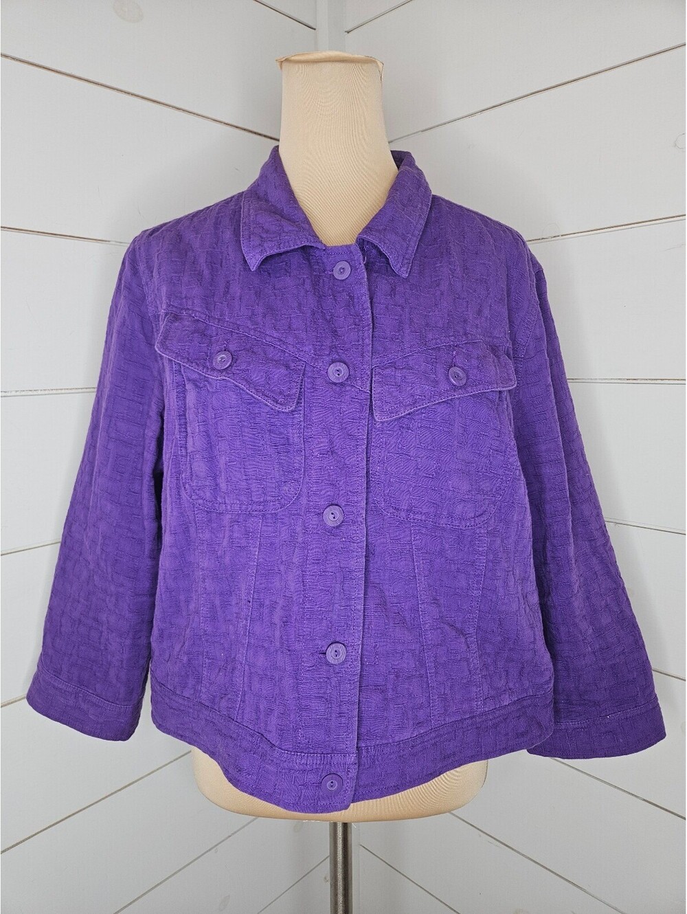 Vintage 90s Casual Studio large purple 100% cotton denim style jacket